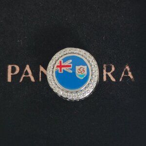 Pandora Anguilla Flag Bead Charm Bracelet Pendant S925 Silver with box